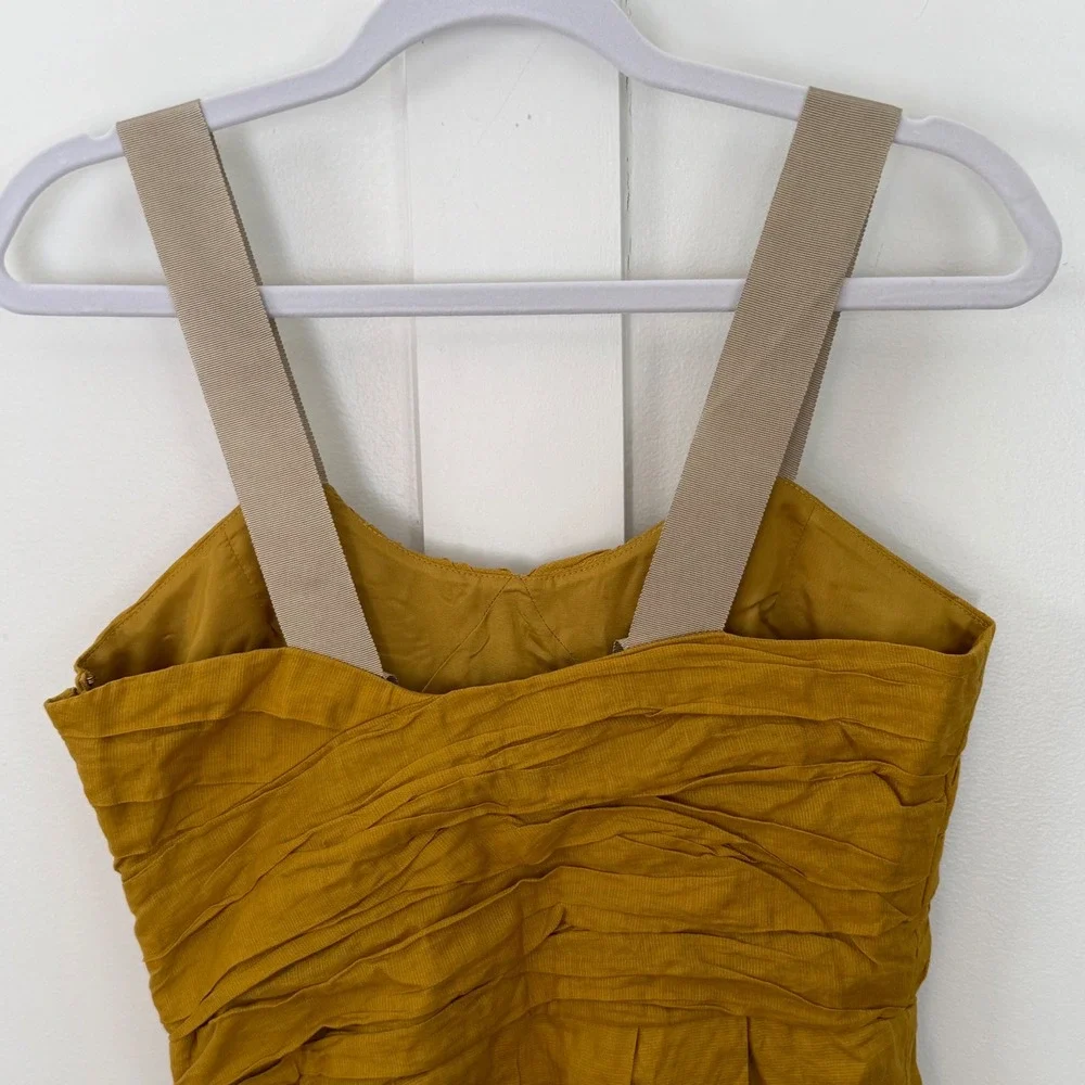 NEW J. Crew Women's Sun Dress Mustard Yellow Cotton Pleated Sleeveless SZ 4 NWT‎